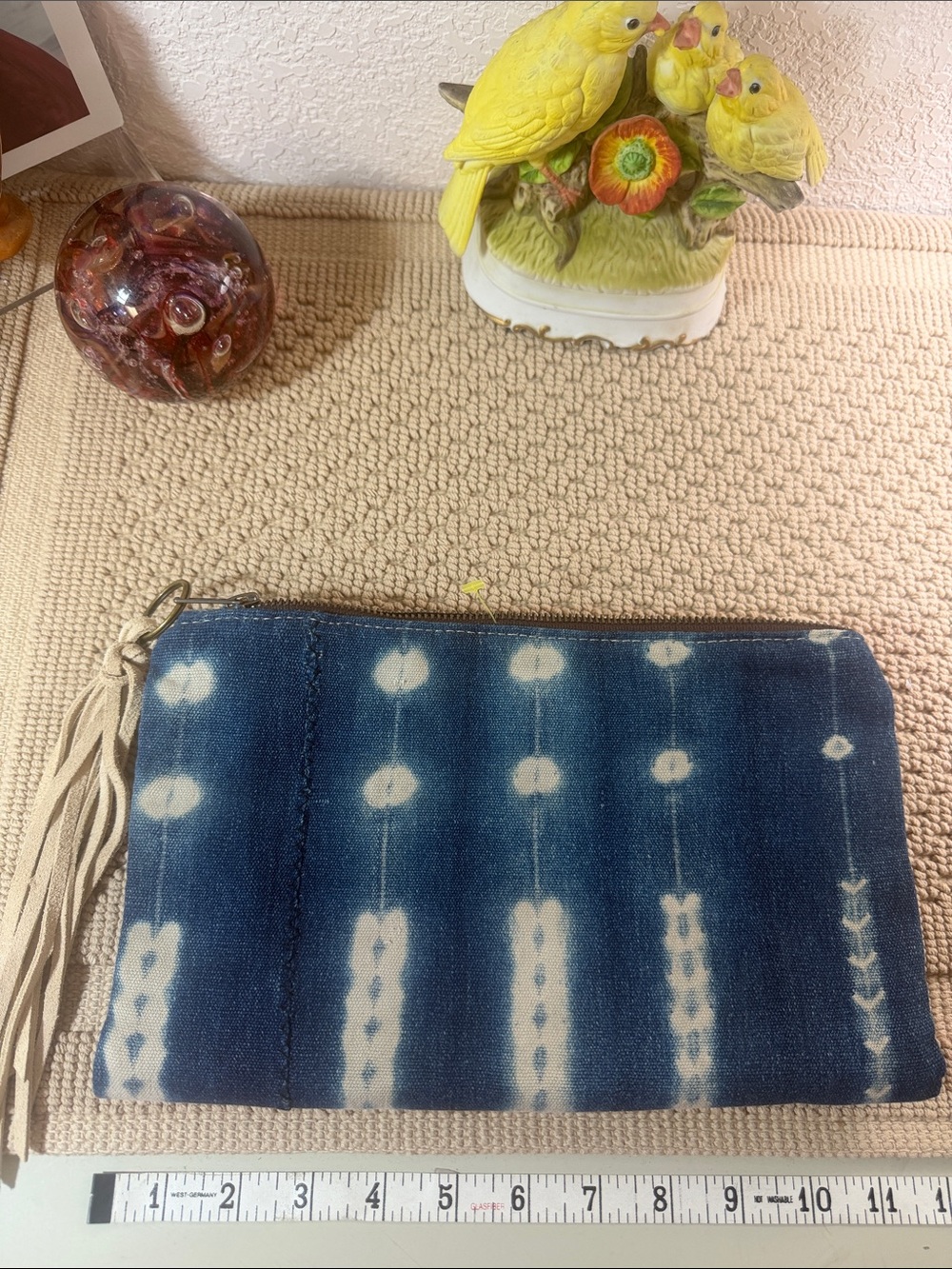 Jamie Lauren Designs Indigo Mudcloth Shibori Tassel Foldover Clutch